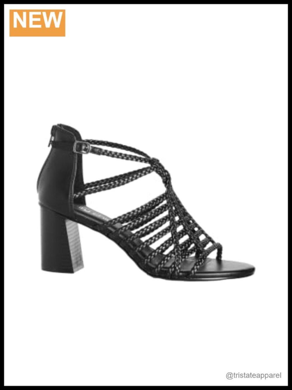 Wide Fit Braided Block Heel Open Toe Zip Pumps